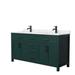 Wyndham Collection Beckett 66" Double Bathroom Vanity Set Wood/Marble in Green | 35 H x 66 W x 22 D in | Wayfair WCG242466DGKCCUNSMXX