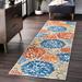 Blue/Orange 30 x 0.2 in Area Rug - World Menagerie Weyland Floral Power Loom Indoor/Outdoor Patio Rug | 30 W x 0.2 D in | Wayfair