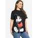 Plus Size Women's Disney Mickey Mouse T-Shirt Short Sleeve Side Leaning Black by Disney in Black (Size 3X (22-24))