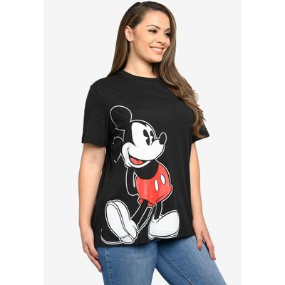 Plus Size Women's Disney Mickey Mouse T-Shirt Short Sleeve Side Leaning Black by Disney in Black (Size 4X (26-28))