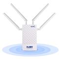 KuWFi 4G Router With SIM Slot Outdoor Router,300Mbps 4G WiFi Router,CPE Cat4 High Gain Four antennas Waterproof LTE Router,​Support Port Mapping DMZ Setting Work with 48V POE Switch POE Camera