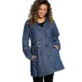 Ulla Popken Womenswear Plus Size Curvy Oversize Denim Trench Coat Blue Denim 58+ 801952902-58+