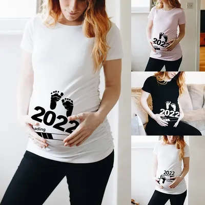 T-shirt à manches courtes pour femme enceinte vêtements pour annonce de grossesse colonne