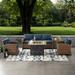 Crosley Bradenton 5-Piece Outdoor Wicker Sofa Conversation Set With Navy Cushions - 94.5 "W x 94.5 "D x 32.5 "H