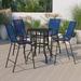 Lark Manor™ Artu Square 4 - Person 27.5" Long Bar Height Outdoor Dining Set Glass/Metal in Blue | 27.5 W x 27.5 D in | Wayfair