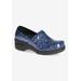 Extra Wide Width Women's Lead Flats by Easy Street in Navy Paisley Patent (Size 9 WW)