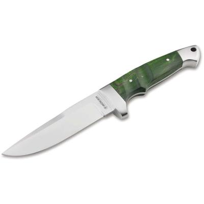 Boker Solingen Vollintegral 2.0 Fixed Blade Knife 4.61in 440C Curly Birch Wood Green Handle 128585