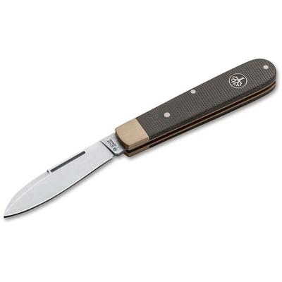 Boker Solingen Barlow Prime Expedition Folding Knife 2.72in N690 Micarta Brass Olive 112942