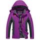 TACVASEN Winter Jacket Women Waterproof Outdoor Jacket Fleece Ski Jacket Thermal Snow Jacket Hooded Fleece Coat Casual Warm Parka Purple