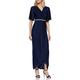 Mela Women's London-Pearl Belt Detail WRAP Front Maxi Dress Casual, Navy, 10