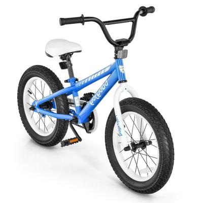 Costway 16 Inch Kids Bike Bicycle with Training Wheels for 5-8 Years Old Kids-Blue