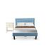 Andover Mills™ Fransen Upholstered Platform 2 Piece Bedroom Set Upholstered in Blue/Brown | 41.3 H x 59 W x 84 D in | Wayfair