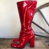 Gucci Shoes | Gucci Vintage Candy Apple Red Patent Leather Equestrian Horse Bit Boots 6.B Rare | Color: Red/Silver | Size: 6.5