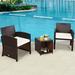 Winston Porter Brinlea 3 Piece Rattan Seating Group w/ Cushions Synthetic Wicker/All - Weather Wicker/Wicker/Rattan in Brown | Outdoor Furniture | Wayfair