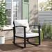 Lark Manor™ Outdoor Cummington Rocking Wicker/Rattan Chair w/ Cushions in Blue/Black | 31.5 H x 26.4 W x 31.1 D in | Wayfair