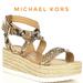 Michael Kors Shoes | New Michael Kors Snake Print Leather Espadrille Wedges 8.5 | Color: Brown/Gold | Size: 8.5