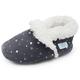 Dotty Fish Hausschuhe für Babys und Kleinkinder. Pantoffeln. Kinderschuhe. Krabbelschuh aus Wilderleder. Plüsch Warmes Fleecefutter. Silberne Sterne. 12-18 Monate (21 EU) Jungen. Mädchen