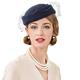 F FADVES Women Vintage Pillbox Hat Fascinator Wedding Tea Party Cocktail Porkpie Veil Hats Blue