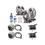 2008-2011 Dodge Grand Caravan Front and Rear Brake Pad and Rotor and Wheel Hub Kit - Detroit Axle