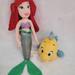 Disney Toys | Disney Store Little Mermaid Ariel & Flounder Plush | Color: Green/Red | Size: Osbb
