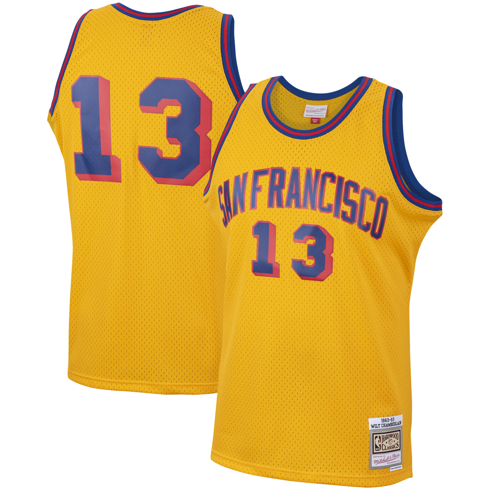 Mitchell & Ness Wilt Chamberlain Gold San Francisco Warriors 1962/63 Hardwood Classics Swingman-Trikot für Herren Image