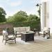 Kaplan 5Pc Outdoor Metal Sofa Set W/Fire Table Oatmeal/Oil Rubbed Bronze - Sofa, Side Table, Tucson Fire Table, & 2 Chairs - Crosley KO60034BZ-OL