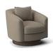 Barrel Chair - Bernhardt Camino 32" Wide Top Grain Leather Swivel Barrel Chair Wood/Leather/Genuine Leather in Gray/White/Brown | Wayfair