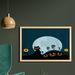 East Urban Home Ambesonne Halloween Wall Art w/ Frame, Cat & Lanterns Moon On Floral Field w/ Starry Night Sky Star Cartoon Art | Wayfair