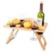 Tirrinia Bamboo Wine Picnic Table, Ideal Wine Lover Gift, Large Folding Portable Outdoor Snack & Cheese Tray for Concerts at Park | Wayfair