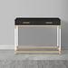 Everly Quinn Base Framed Console Table, Black & Gold Wood/Plastic/Acrylic in Brown | 31 H x 43 W x 14 D in | Wayfair