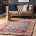 Blue/Orange 79 x 0.28 in Area Rug - Bungalow Rose Shetucket Bohemian Power Loom Performance Blue/Pink/Orange Rug, | 79 W x 0.28 D in | Wayfair