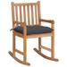 Red Barrel Studio® Rocking Chair Outdoor Patio Rocking Chair w/ Cushion Teak Wood/ in Gray | 41.73 H x 22.83 W x 36.42 D in | Wayfair