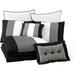Latitude Run® Wyndmere 8-Piece Pleated Stripe Microfiber Comforter Set Polyester/Polyfill/Microfiber in Black | Wayfair