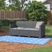 Winston Porter 67.7" Wide Outdoor Patio Sofa w/ Cushions Wicker/Rattan in Gray/Black | 29.92 H x 67.7 W x 25.82 D in | Wayfair