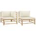 Bay Isle Home™ Patio Lounge Set w/ Cushions Bamboo Wood/Wicker/Rattan in White/Brown | 23.6 H x 25.6 W x 27.6 D in | Wayfair