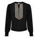 Monsoon Ladies Embroidered Bib Blouse Womens Size X Large - Black Top