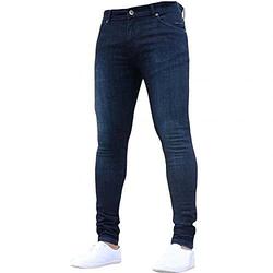 KKLLHSH Pants Slim-Fit Jeans Spring Autumn Fashion Men's Skinny Jeans Denim Pants Leggings Long Trousers Jeans Men Casual Business Denim-Dark_Blue_XL