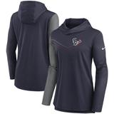 Women's Nike Navy/Heathered Charcoal Houston Texans Chevron Hoodie Performance Long Sleeve T-Shirt