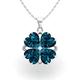 Diamondere Natural and Certified Heart Cut London Blue Topaz and Diamond Flower Necklace in 9ct White Gold | 2.34 Carat Pendant with Chain