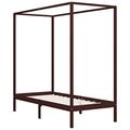 Susany Canopy Bed Frame Double Bed Frame Single Bed Frame, Single/Small Double/Double/King Size, Dark Brown Solid Pine Wood 100x200 cm