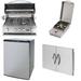 4-Burner Built-In Propane Gas Grill in Stainless Steel with 30 in. Double Access Door, Mini Fridge and Side Burner - Silver