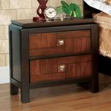 2 Drawers Nightstand With Two-Tone Design, Acacia and Walnut