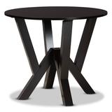 Irene Modern and Contemporary Dark Brown Finished 35-Inch-Wide Round Wood Dining Table - 29.9" high x 35.4" wide x 35.4" deep