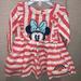 Disney Dresses | Disney Minnie Mouse Striped Dress And Headband Set | Color: Red/White | Size: 6-9mb