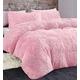 YORKSHIRE HOMEWARE Long Fluffy Teddy Duvet Cover Sets,Pillow Case Hug And Snug Fleece Faux Fur Easy Quilt Bedding (Blush Pink, King)