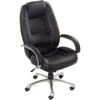 Global Industrial Interion Executive Chair w/ High Back & Fixed Arms, Bonded Leather/Saddle Stitching, Black Upholstered in Black/Brown/Gray | Wayfair