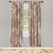 East Urban Home Microfiber Floral Semi-Sheer Rod Pocket Curtain Panels Microfiber in Brown/White | 63 H in | Wayfair