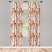 East Urban Home Microfiber Floral Semi-Sheer Rod Pocket Curtain Panels Microfiber in Pink/Yellow | 84 H in | Wayfair