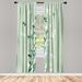 East Urban Home Microfiber Floral Semi-Sheer Rod Pocket Curtain Panels Microfiber in Green/Blue | 28" W x 84" L | Wayfair
