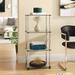 Ebern Designs Beckett Etagere Glass Bookcase w/ Metal Poles Glass/Metal in Gray | 38.75 H x 17.75 W x 11.875 D in | Wayfair EBND6590 40998922